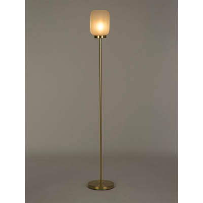 Searchlight Frosted Ribbed Glass Gold Floor Lamp