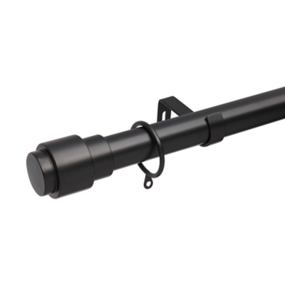 A-International Matte Black Extendable Curtain Pole with Eyelet Stop Finials