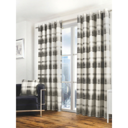 Fusion Balmoral Check 100% Cotton Slate Eyelet Curtains