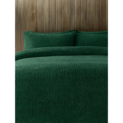 Green Plain Teddy Finish Duvet Set