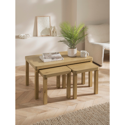 Natural Coffee Table With 2 Nesting Side Tables - Set of 3