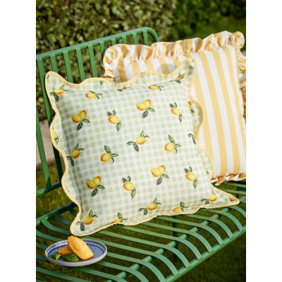 Furn Fruits Lemons Gingham Outdoor Cushion