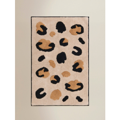 Brown Leopard Print Cotton Bath Mat