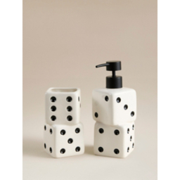 Black & White Dice Soap Dispenser & Tumbler Set