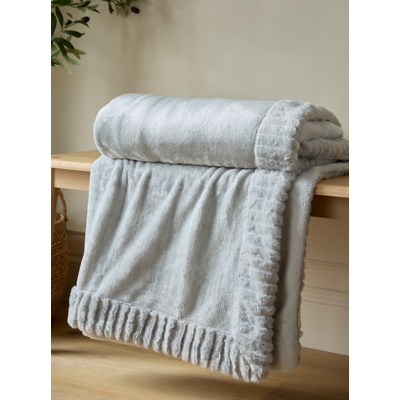 Catherine Lansfield Silver Velvet & Faux Fur Blanket Throw