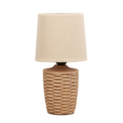 Hestia Basket Weave Table Lamp with Beige Linen Shade