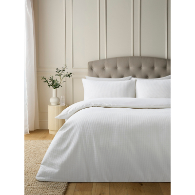 Ivory Chunky Woven Washed Cotton Waffle Duvet Set