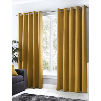 Fusion Sorbonne 100% Cotton Pair of Eyelet Curtains in Ochre