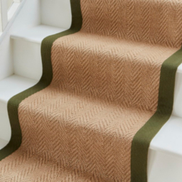 Think Rugs Portland Jute Green Border Stair Runner