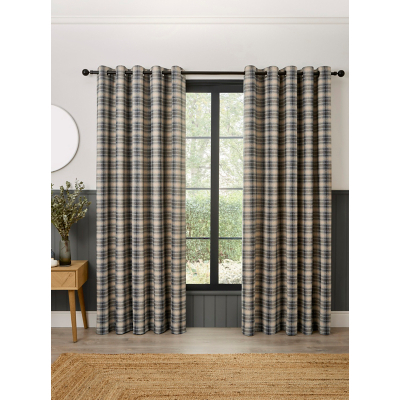 Curtina Everett Grey Woven Eyelet Curtains