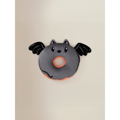 Grey Bat-Shaped Doughnut Cushion