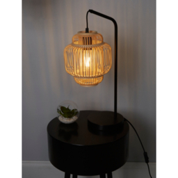 LC Black Table Lamp With Bamboo Frame Shade