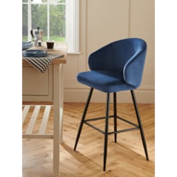 Navy Velvet Bar Stool