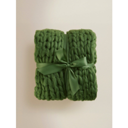 Green Chunky Knit Throw - 120cm x 150cm