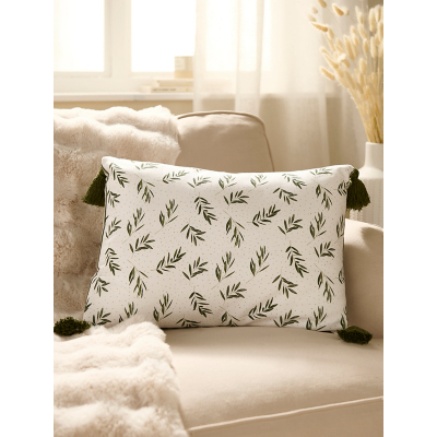 Stacey Solomon Green Olive Leaf Cushion With Tassels