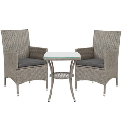 Outsunny Grey 3 Piece Rattan Bistro Set