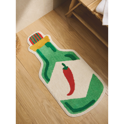 Red Chilli Sauce Bottle Cotton Bath Mat