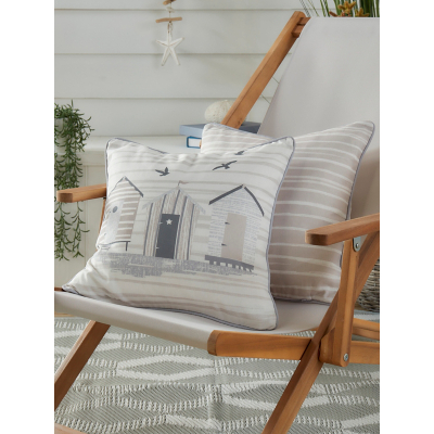 Fusion Natural Beach Huts Outdoor Filled Cushion