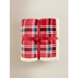 Red White Christmas Festive Sherpa Throw by George at ASDA