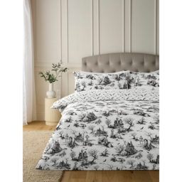Black & White Graveyard Toile Soft & Cosy Duvet Set