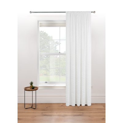 White Tufted Chevron Voile Slot Top Single Panel