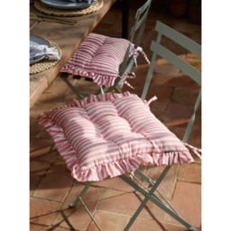 Wylder Pink Ruffle Outdoor Seat Pads - Set of 2