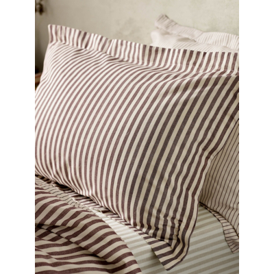 Hebden Dark Red Mélange Stripe 100% Cotton Pillowcase Pair