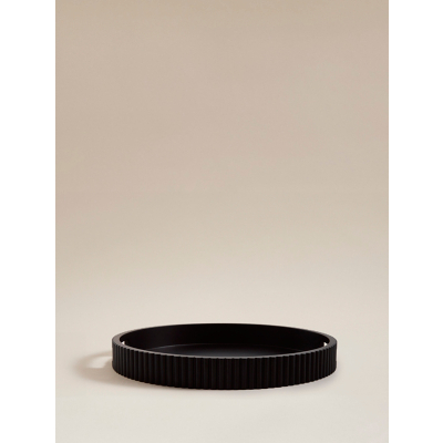 Black Ribbed Round Tray