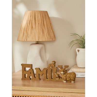 Natural Brown Highland Cow Family Sign
