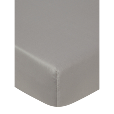 Grey 100% Cotton Plain Sateen Fitted Sheet