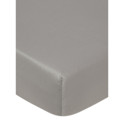 Grey 100% Cotton Plain Sateen Fitted Sheet