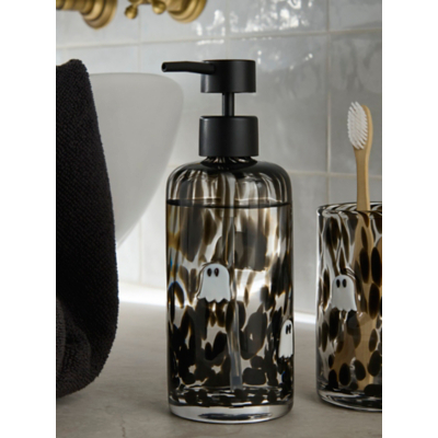 Black Halloween Ghost Confetti Glass Soap Dispenser