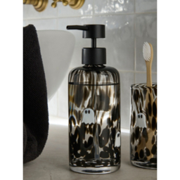 Black Halloween Ghost Confetti Glass Soap Dispenser