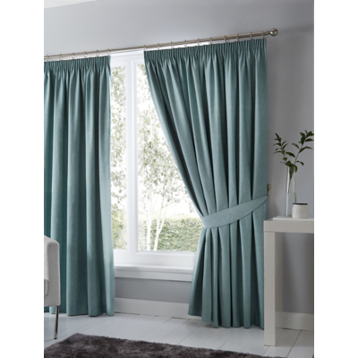 Fusion Dijon Duck Egg Blackout Pencil Pleat Curtains