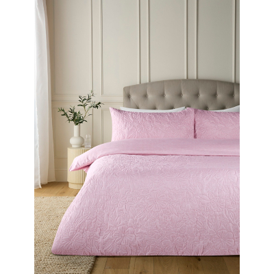 Pink Floral Pinsonic Microfibre Soft-Touch Duvet Set