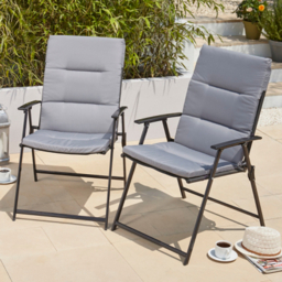 Charcoal Miami Outdoor Seat Cushions 2 Pack