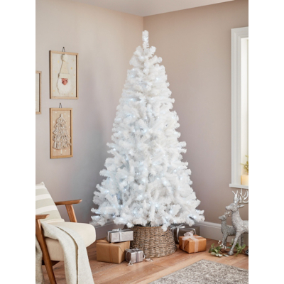 White Slim Snowy Pre-Lit Christmas Tree 7FT