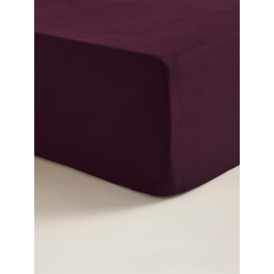 Purple Brushed Cotton Plain Fitted Sheet