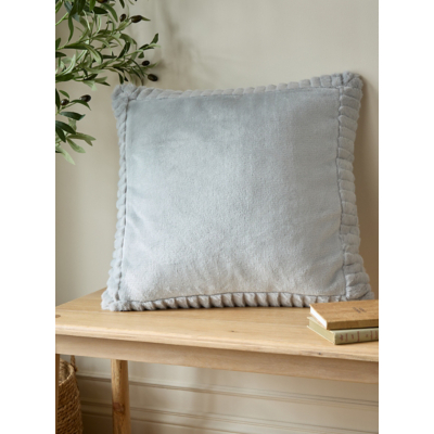Catherine Lansfield Silver Velvet and Faux Fur Cushion