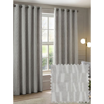 Paoletti Silver Manhattan Lined Velvet Eyelet Curtains