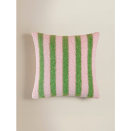 Pink & Green Striped Borg Cushion