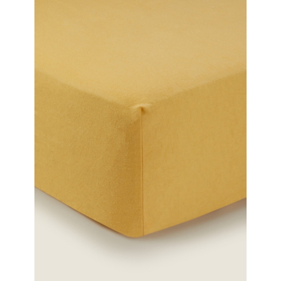 Ochre Brushed Cotton Plain Fitted Sheet