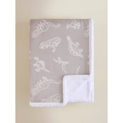 Natural Dinosaur Sherpa Fleece Blanket - 120 x 150 cm