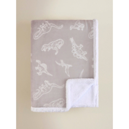 Natural Dinosaur Sherpa Fleece Blanket - 120 x 150 cm