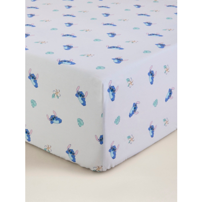 Disney Stitch Blue & White Summer Fitted Sheet