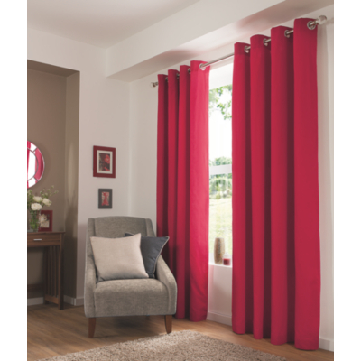 Red Plain Eyelet Curtains
