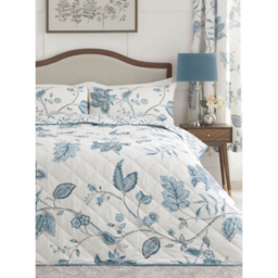 D&D Samira Floral Teal Quilted Bedspread - 200cm x 230cm