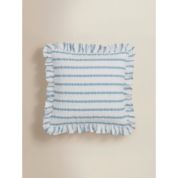 Seersucker Stripe Frill Trim Cushion