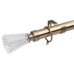 A-International Brass Extendable Curtain Pole with Crystal Finials