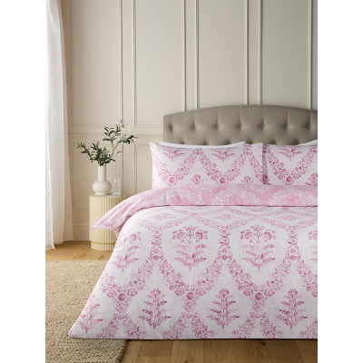 Floral Damask Cotton 210 Thread Count Reversible Duvet Set